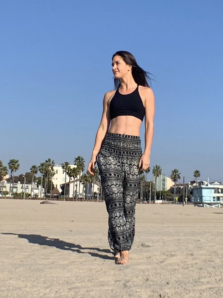 Black Stripe Harem Pants Women