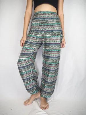Green Stripe Harem Pants Women