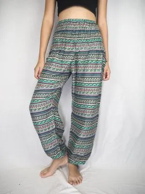Green Stripe Harem Pants