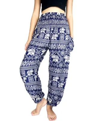 Navy Blue Elephant Harem Pants