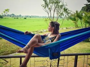 Blue/Light Blue Camping Hammock 